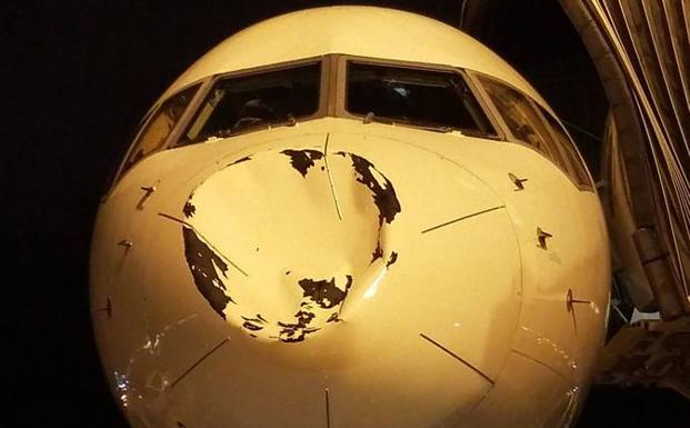 Así quedó el avión de los Thunder. /@RealStevenAdams