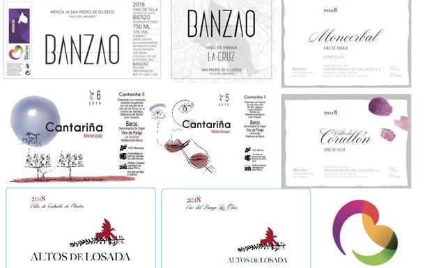 Etiquetas de los primeros vinos de Villa y de Paraje de la DO Bierzo./