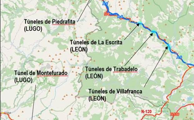 Las obras adecuarán túneles de la A-6 y de la N-120 entre El Bierzo y Lugo./