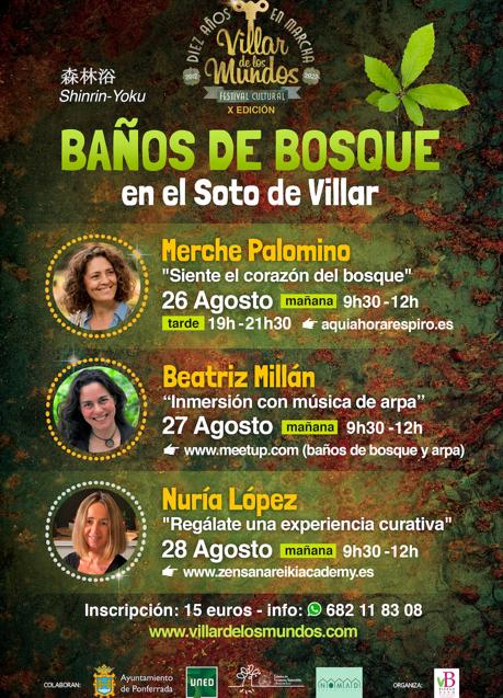 Cartel de los 'Baños de Bosque' del Festival Villar de los Mundos.