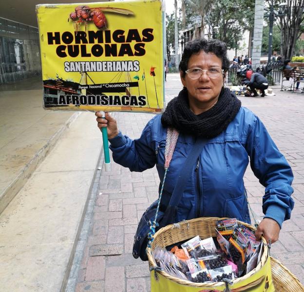 Nancy Carrillo vende hormigas culonas santanderianas./Julián Méndez