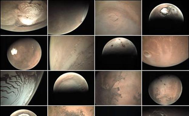 Collage de imágenes de Marte tomadas por la ESA Mars webcam entre 2008 y 2020./ESA/DLR/FU Berlin, CC BY-NC-SA